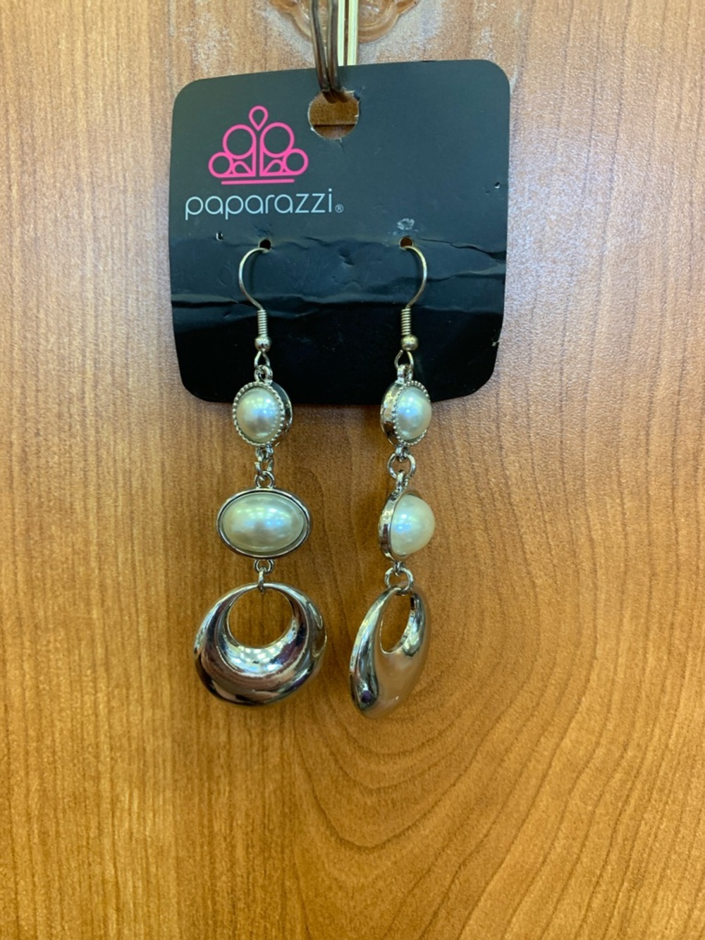 paparazzi Silver-Tone Pearl Drop Dangle Earrings